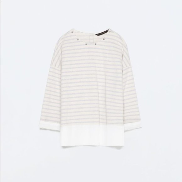 Zara Woman Striped Combination Top with Necklace - Picture 2 of 8